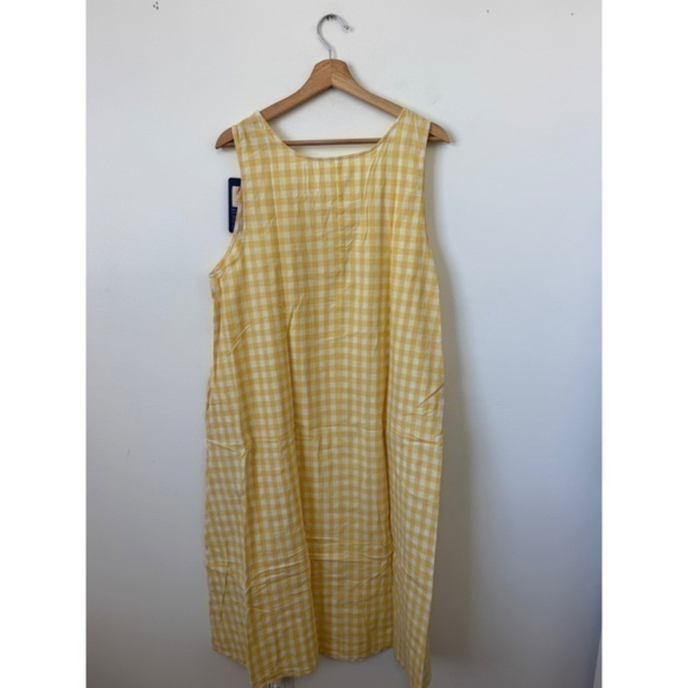 chouyatou Women's Plaid Maxi Tank Dress with Pockets Yellow Plaid Size XL – NWT - Picture 5 of 5